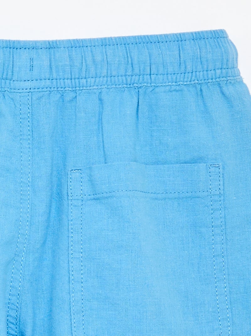 Short rayé léger en lin mélangé Bleu - Kiabi