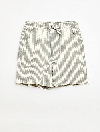Short rayé léger en lin mélangé