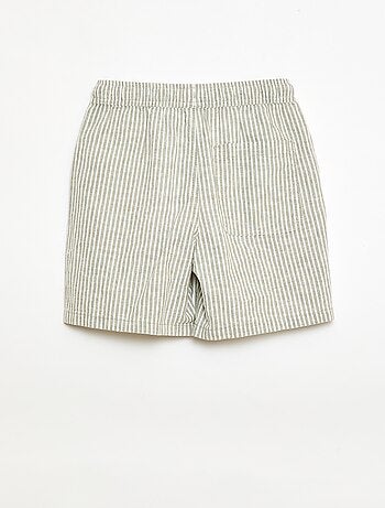 Short rayé léger en lin mélangé