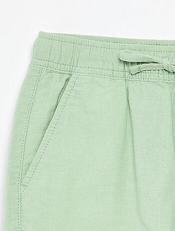 Short rayé léger en lin mélangé