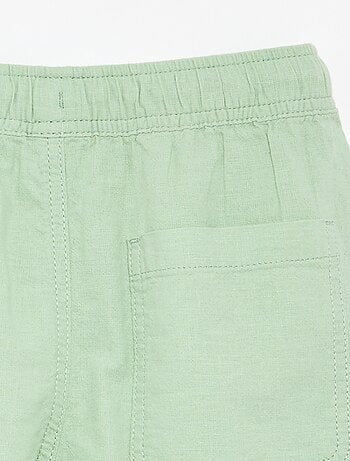 Short rayé léger en lin mélangé