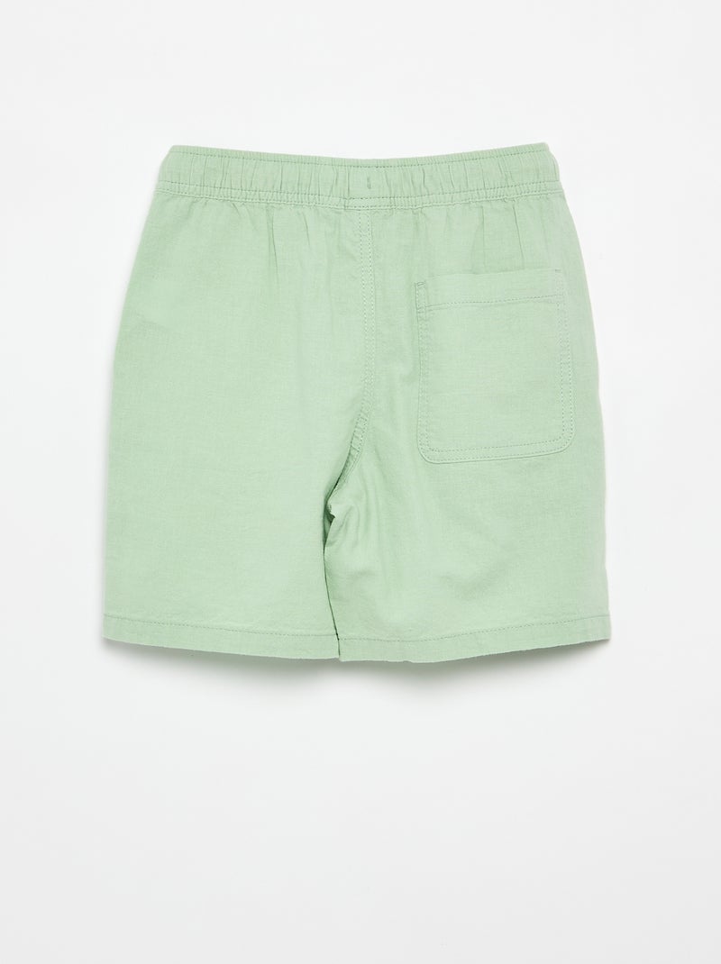 Short rayé léger en lin mélangé Vert - Kiabi