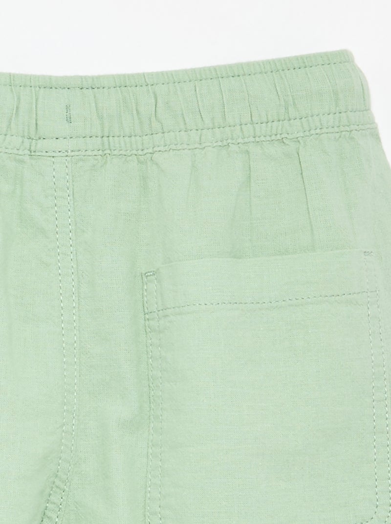 Short rayé léger en lin mélangé Vert - Kiabi