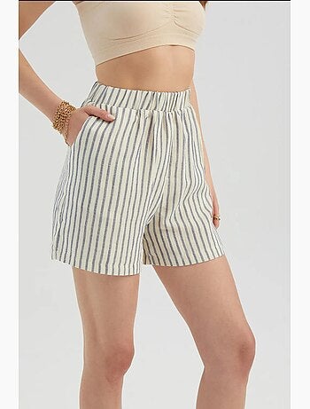 Short rayé taille haute élastique hiccup