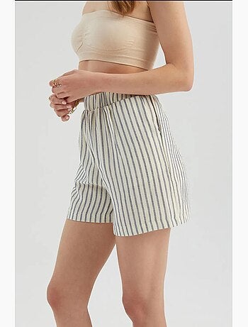Short rayé taille haute élastique hiccup