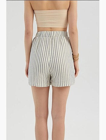 Short rayé taille haute élastique hiccup