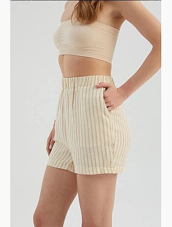 Short rayé taille haute élastique hiccup