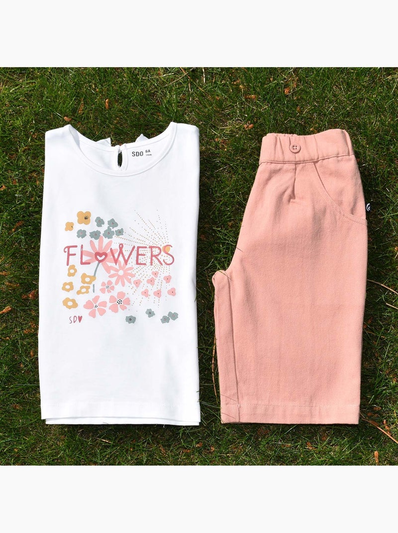 Short Raymonde en toile sergée Rose - Kiabi