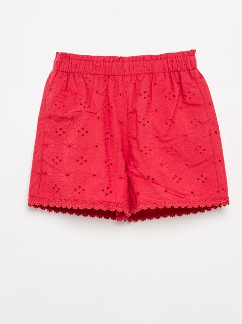 Short rouge avec broderies anglaises - Kiabi