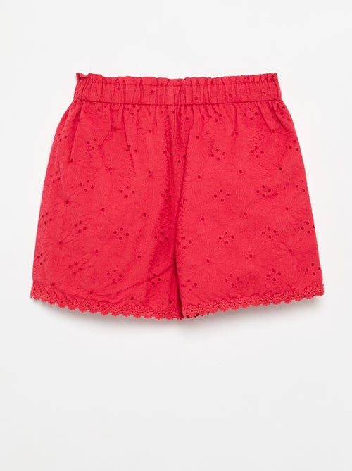 Short rouge avec broderies anglaises - Kiabi