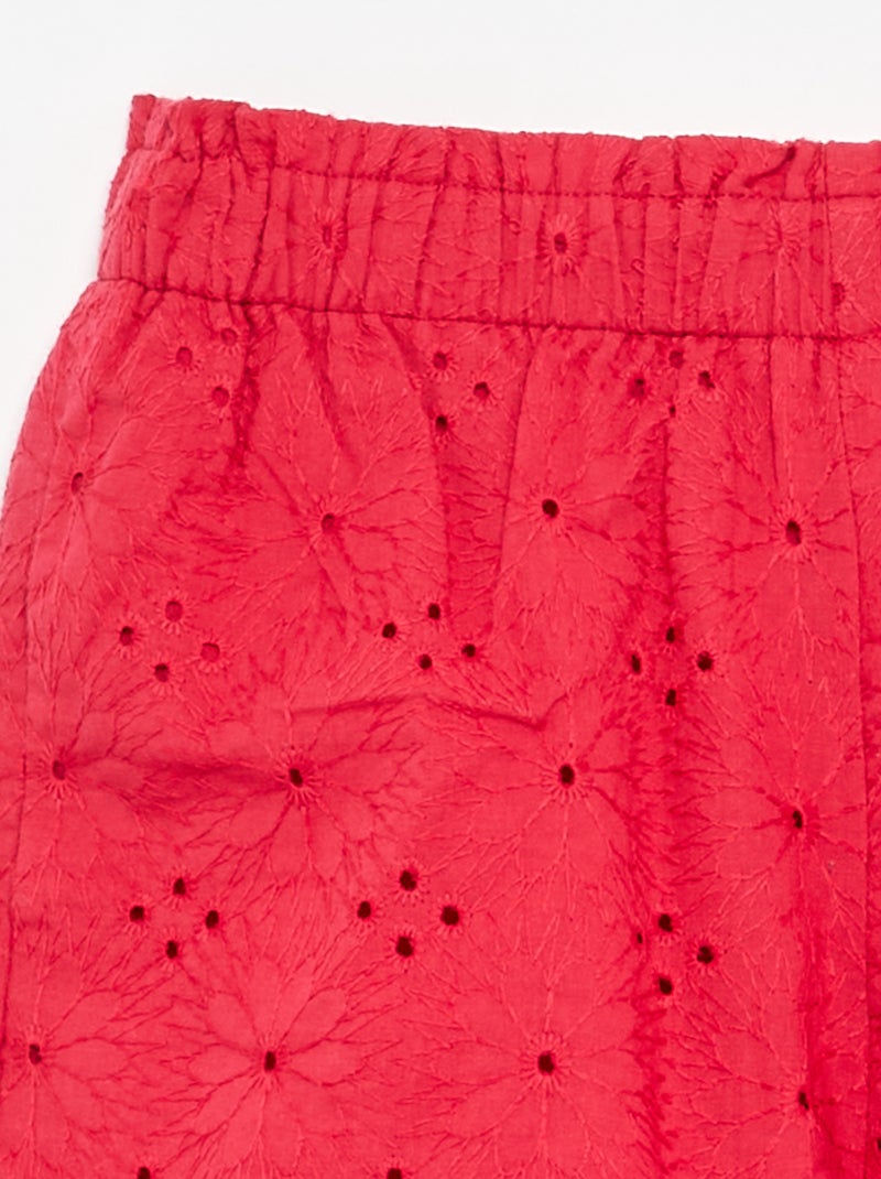 Short rouge avec broderies anglaises Rouge - Kiabi