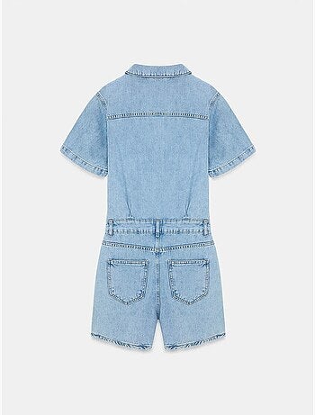Short salopette en denim à col chemise dilvin