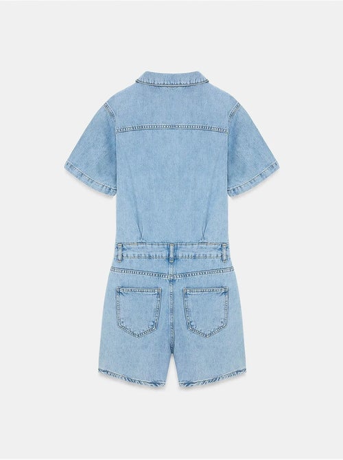 Short salopette en denim à col chemise dilvin - Kiabi