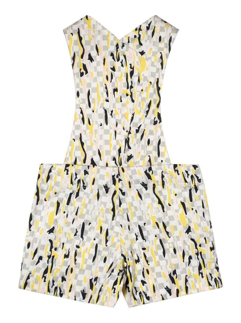 Short Salopette Été  2-en-1  Coton   CHARLOTTE - La Faute à Voltaire Blanc Jaune Noir - Kiabi