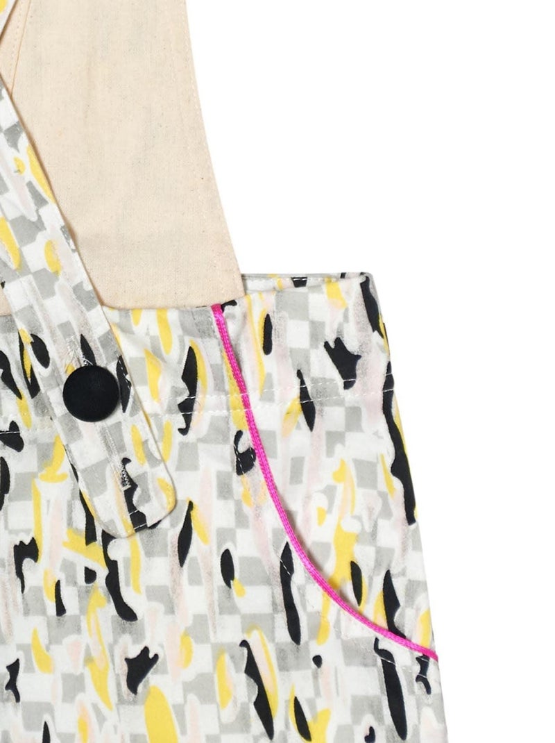 Short Salopette Été  2-en-1  Coton   CHARLOTTE - La Faute à Voltaire Blanc Jaune Noir - Kiabi