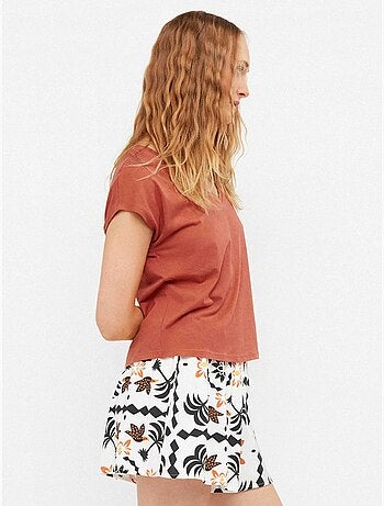 Short silhouette évasée imprimé tropical