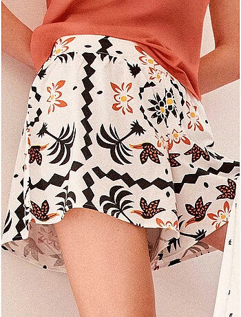 Short silhouette évasée imprimé tropical