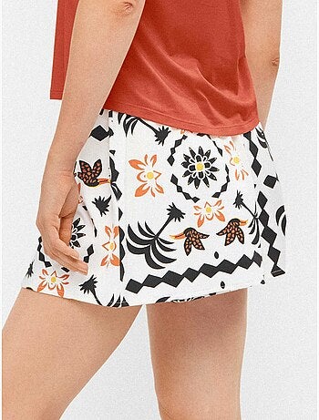 Short silhouette évasée imprimé tropical
