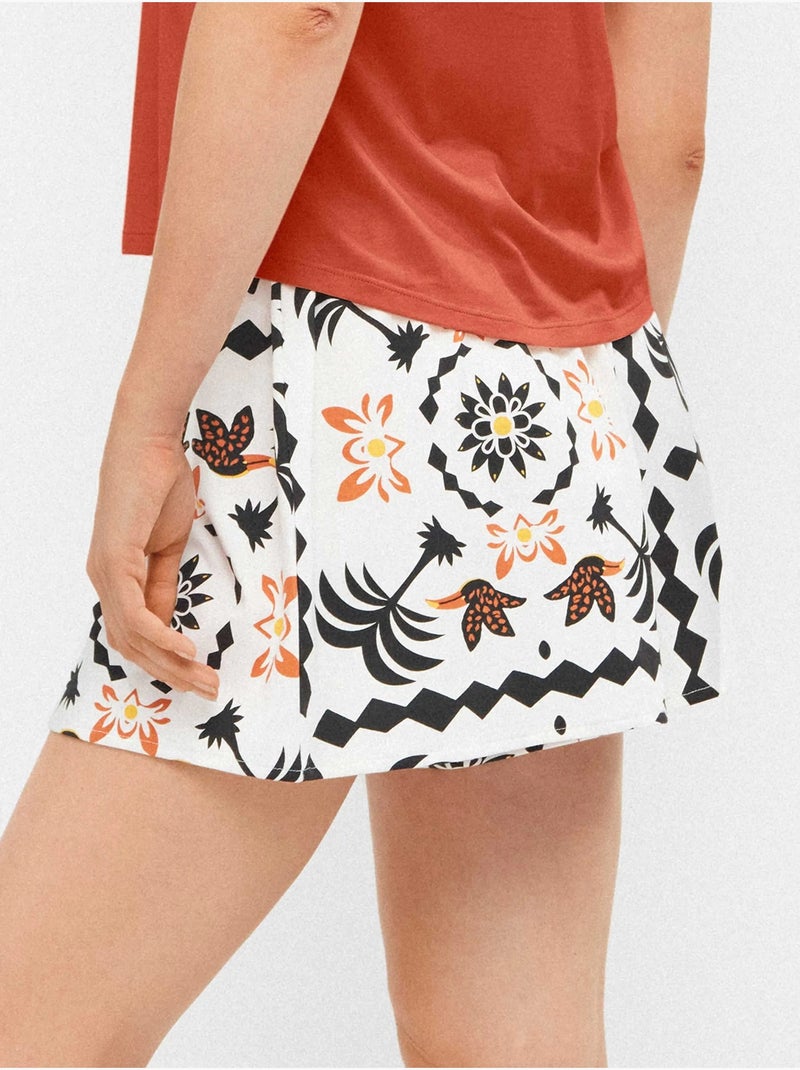 Short silhouette évasée imprimé tropical Multicolore - Kiabi