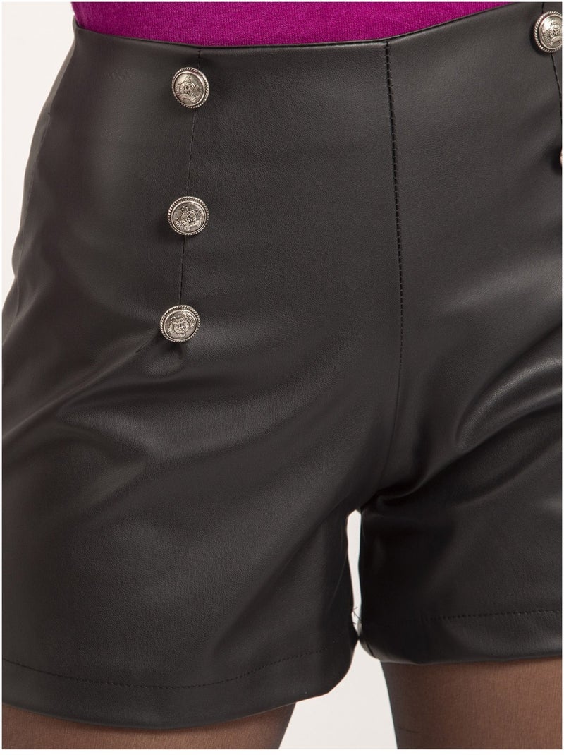 Short simili cuir taille haute XATINA Noir - Kiabi