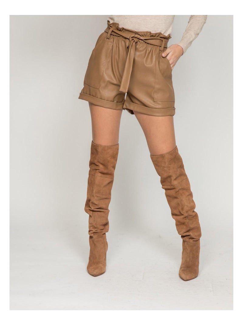 Short similicuir XATEN Beige - Kiabi