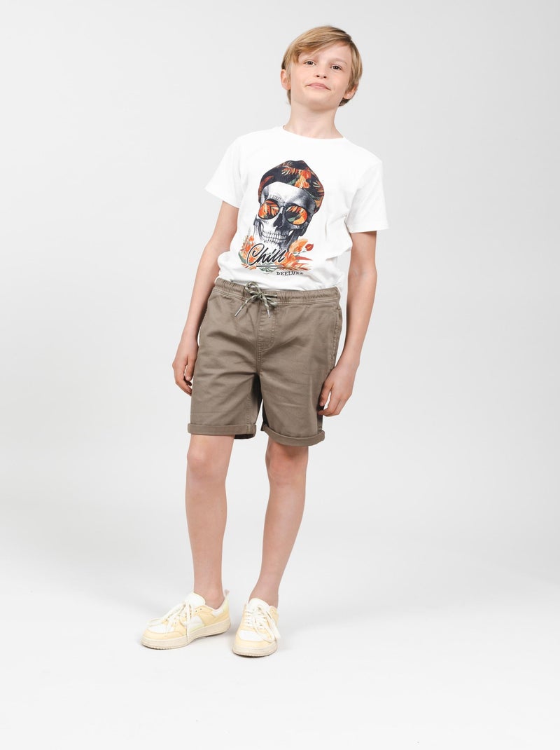 Short slim uni en coton 'Deeluxe' Vert kaki clair - Kiabi