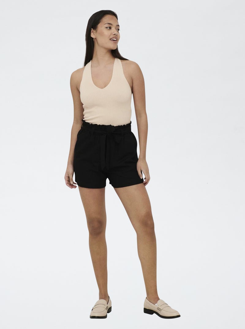 Short taille élastiquée avec lien à nouer 'JDY' noir - Kiabi