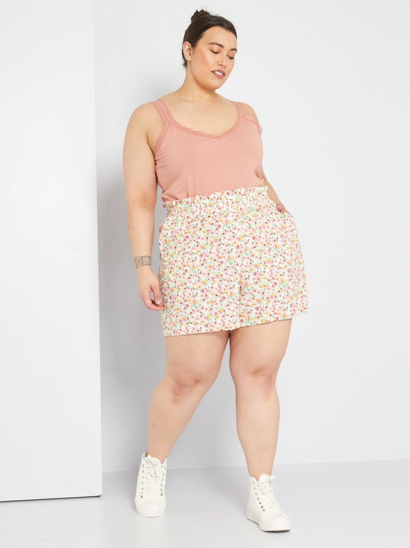 Short taille élastiquée Blanc rose - Kiabi