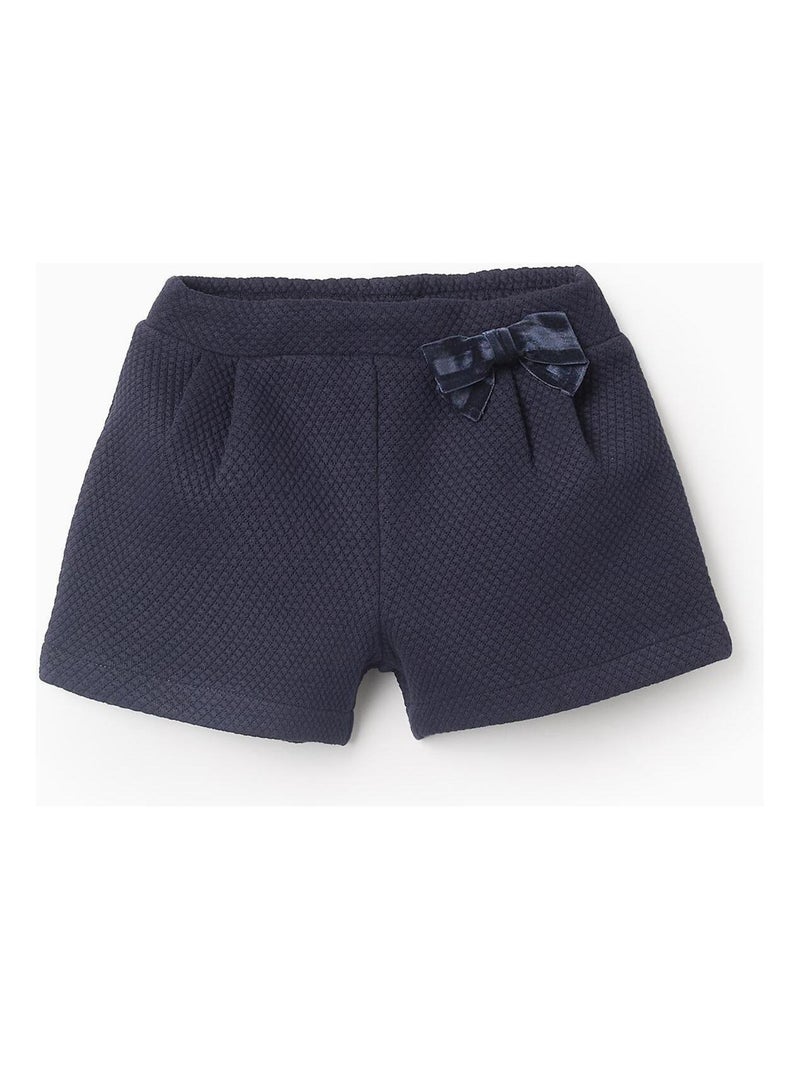 Short taille élastiquée et réglable, avec nœud en ruban NOËL Bleu foncé - Kiabi