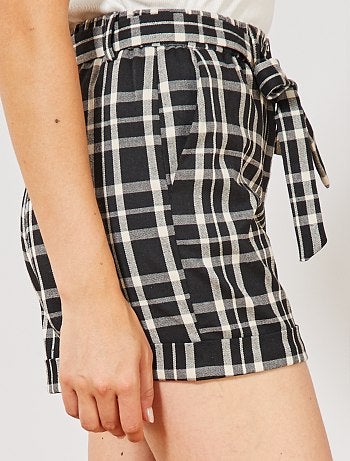 Short taille haute à carreaux - Kiabi