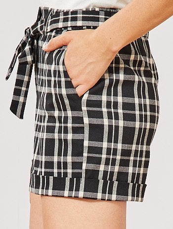 Short taille haute à carreaux - Kiabi