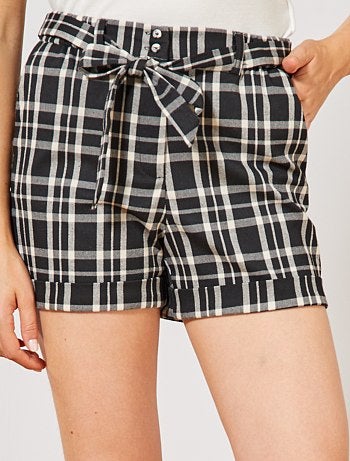 Short taille haute à carreaux - Kiabi