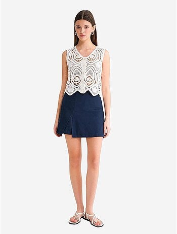 Short taille haute à ceinture et fente sur le devant mixray