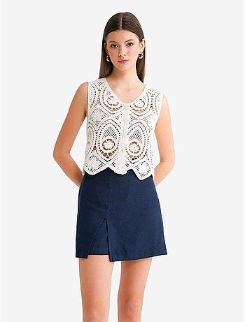 Short taille haute à ceinture et fente sur le devant mixray