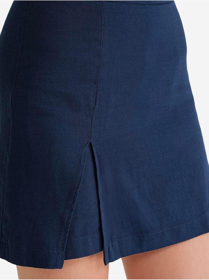 Short taille haute à ceinture et fente sur le devant mixray Bleu marine - Kiabi