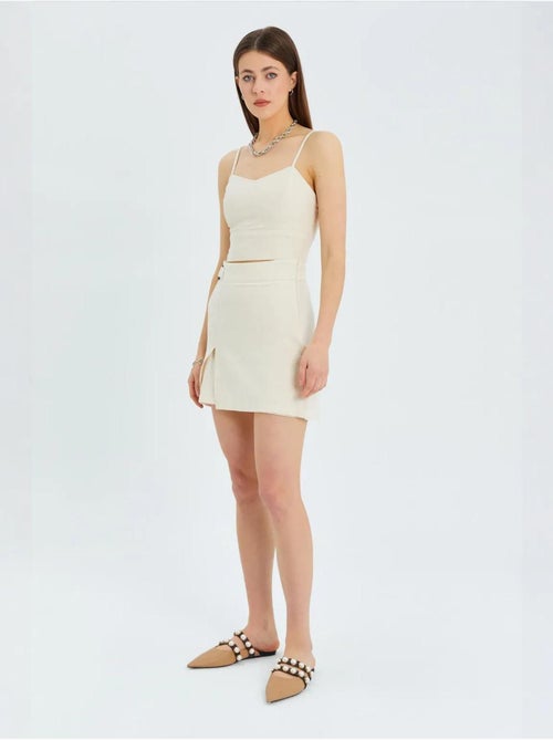 Short taille haute à ceinture et fente sur le devant mixray - Kiabi Short taille haute à ceinture et fente sur le devant mixray - Kiabi