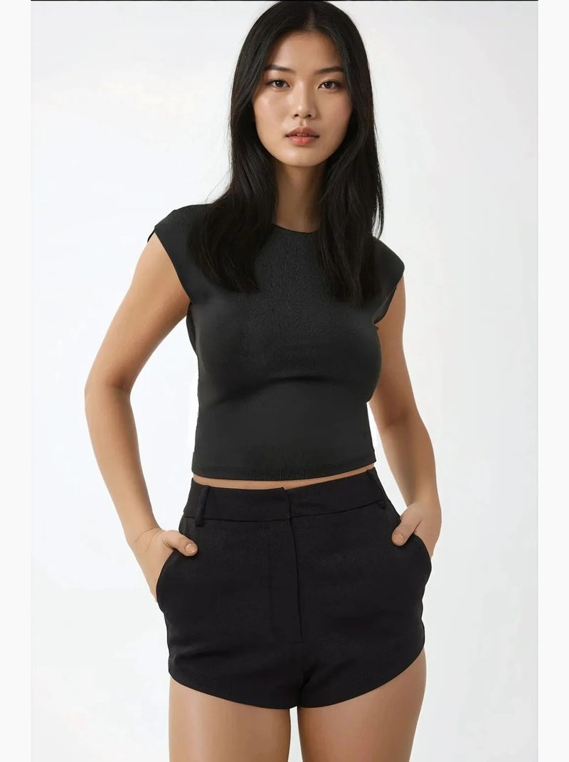 Short taille haute à jambe droite hiccup Noir - Kiabi