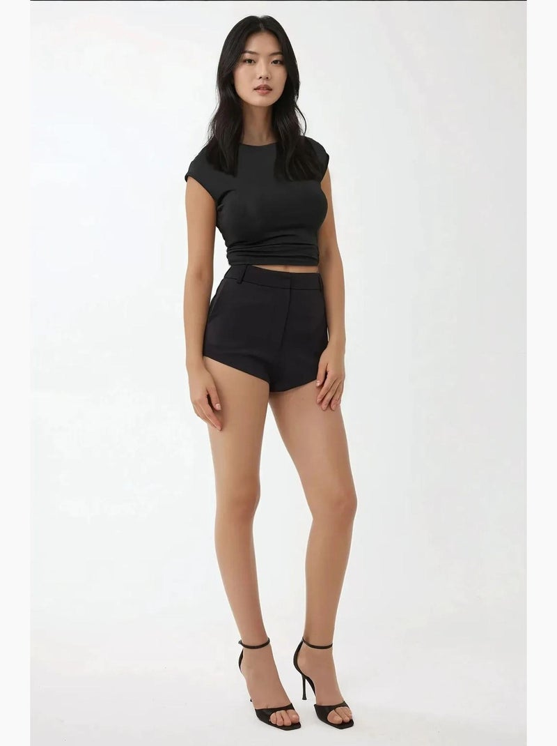 Short taille haute à jambe droite hiccup Noir - Kiabi