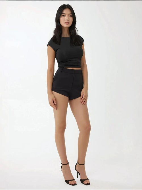 Short taille haute à jambe droite - Kiabi Short taille haute à jambe droite - Kiabi