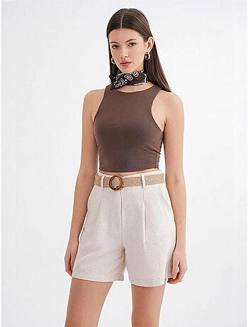 Short taille haute à jambes larges avec détails accessoires mixray
