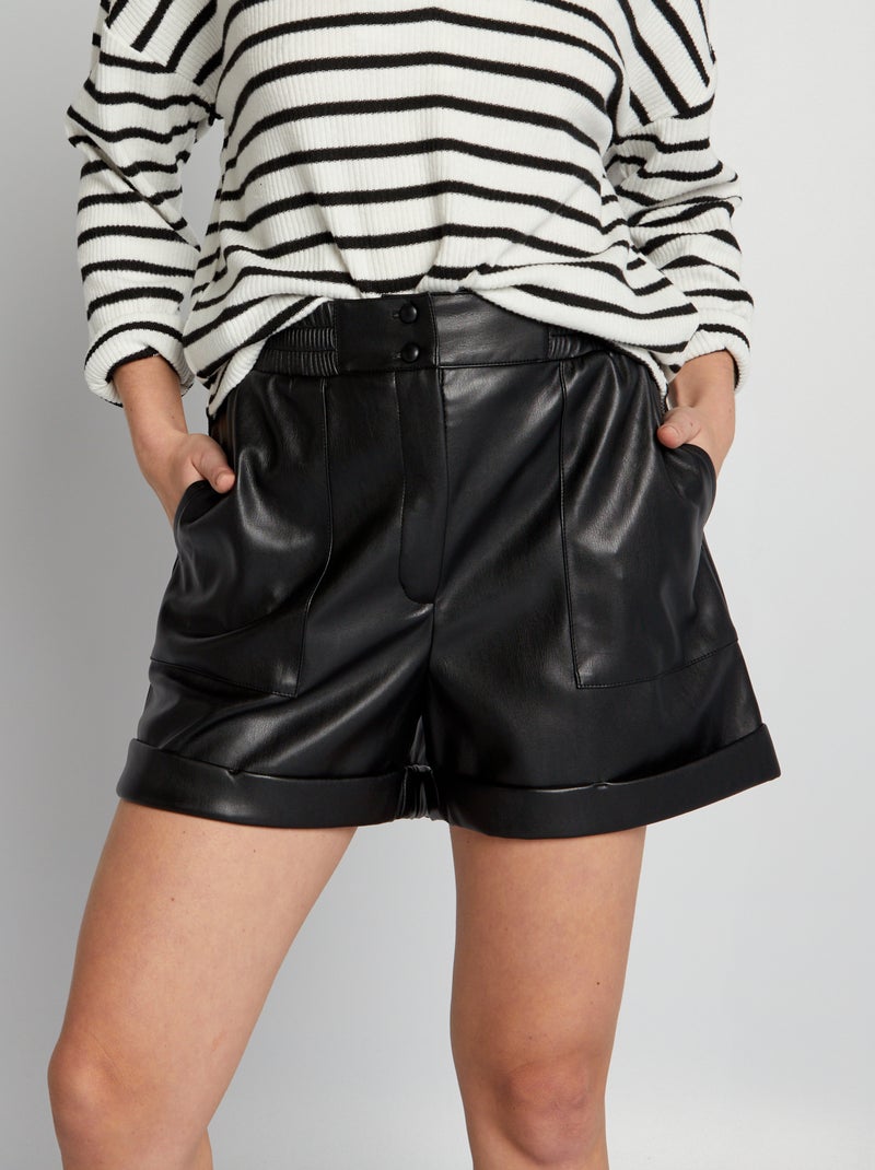 Short taille haute à revers noir - Kiabi