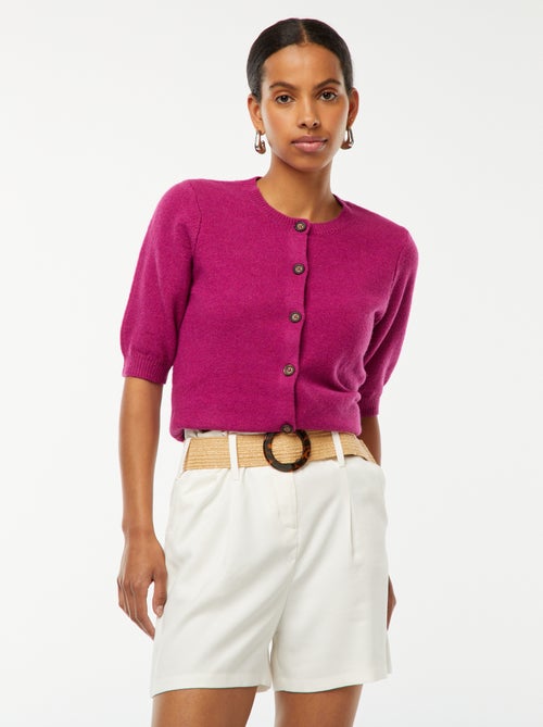 Short taille haute avec ceinture - Kiabi