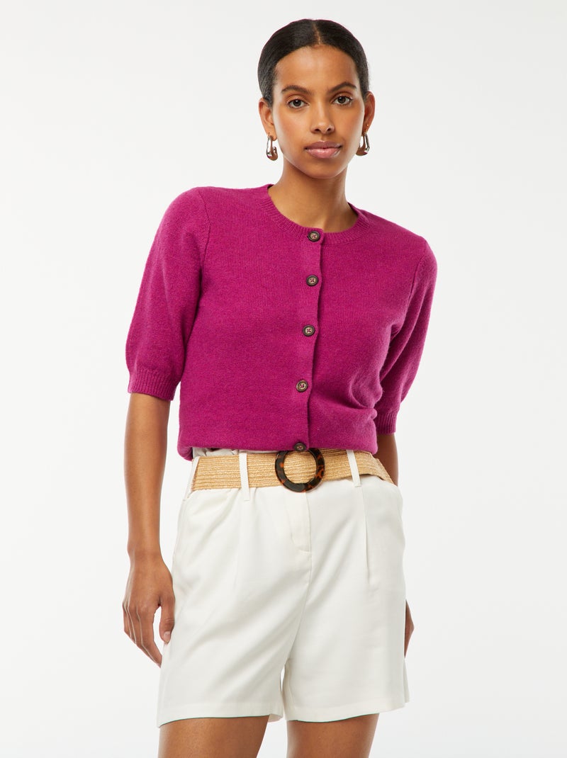 Short taille haute avec ceinture blanc - Kiabi