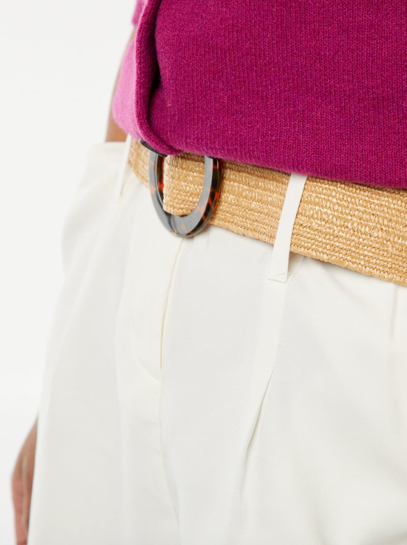 Short taille haute avec ceinture blanc - Kiabi