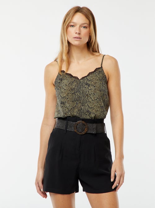 Short taille haute avec ceinture - Kiabi