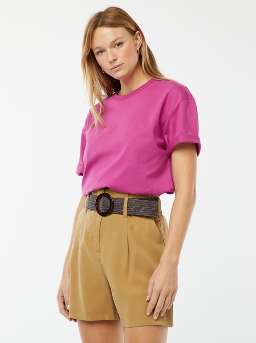 Short taille haute avec ceinture - Kiabi