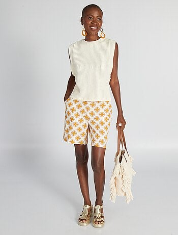 Short Boden Taille 8R - Jaune/blanc Motif Arbre - Très Bon état