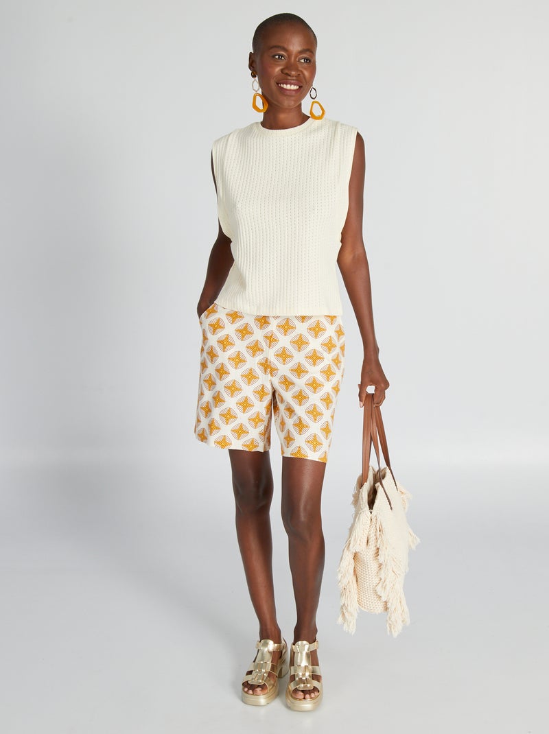 Short taille haute Blanc imprimé - Kiabi
