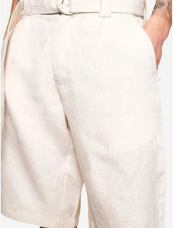 Short taille haute ceinturé en lin giesto