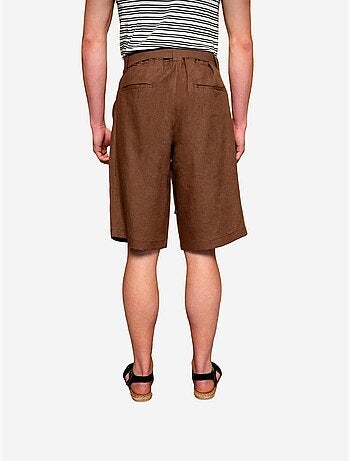 Short taille haute ceinturé giesto en lin mélangé